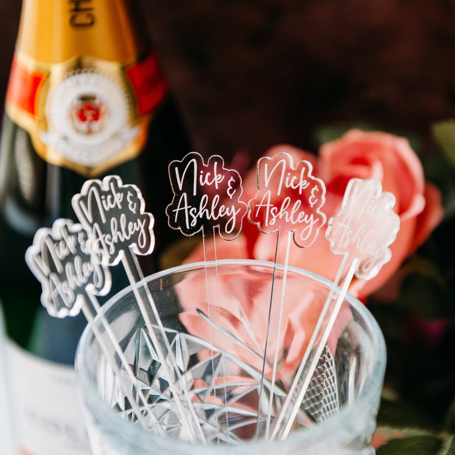 Custom Logo Drink Stirrers Personalized Wedding Decor Metallic