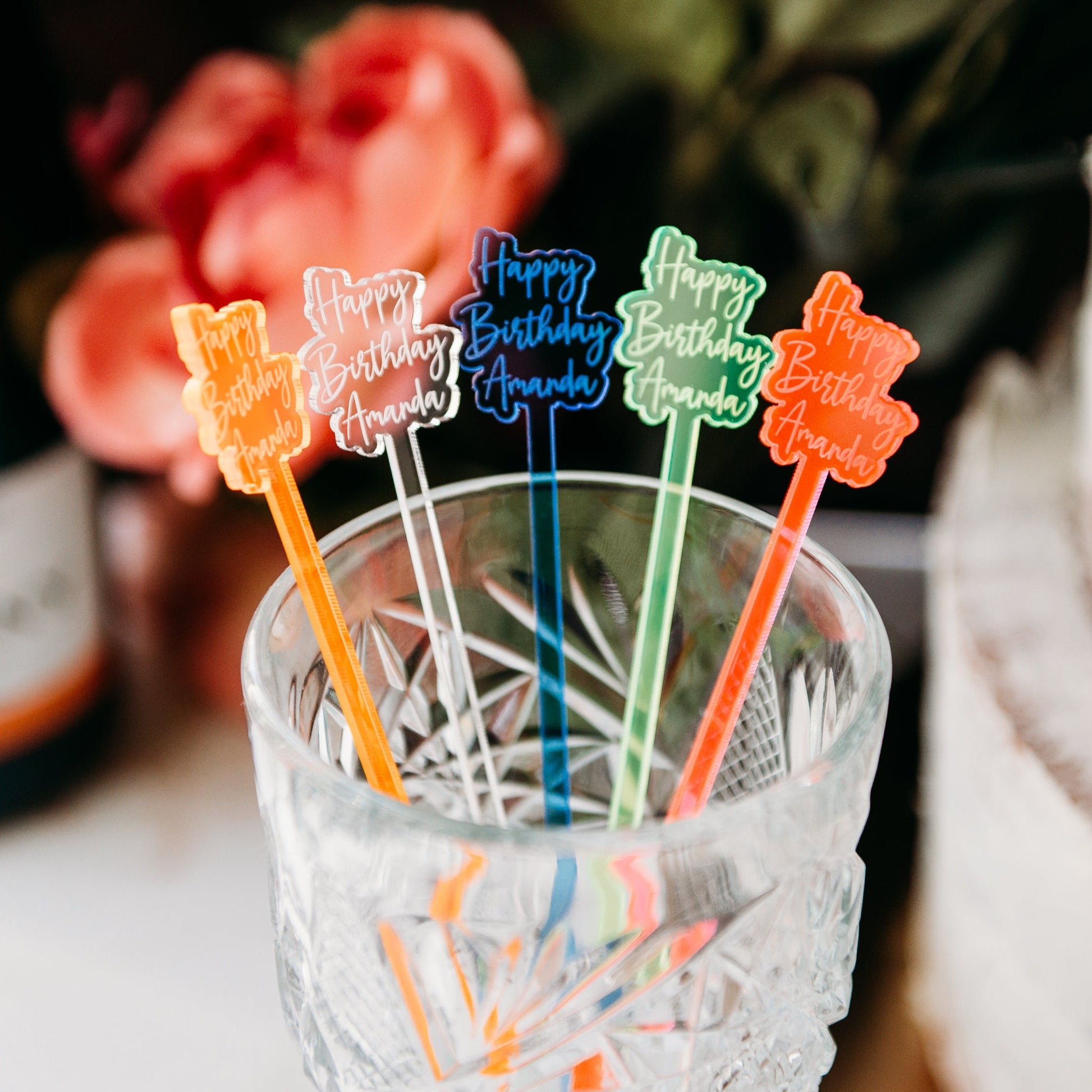 offset happy birthday name colored acrylic engraved drink stirrers custom wedding drink stirrers personalized acrylic cocktail stir sticks custom drink charm bespoke event swizzle sticks drink topper birthday party last name date celebration