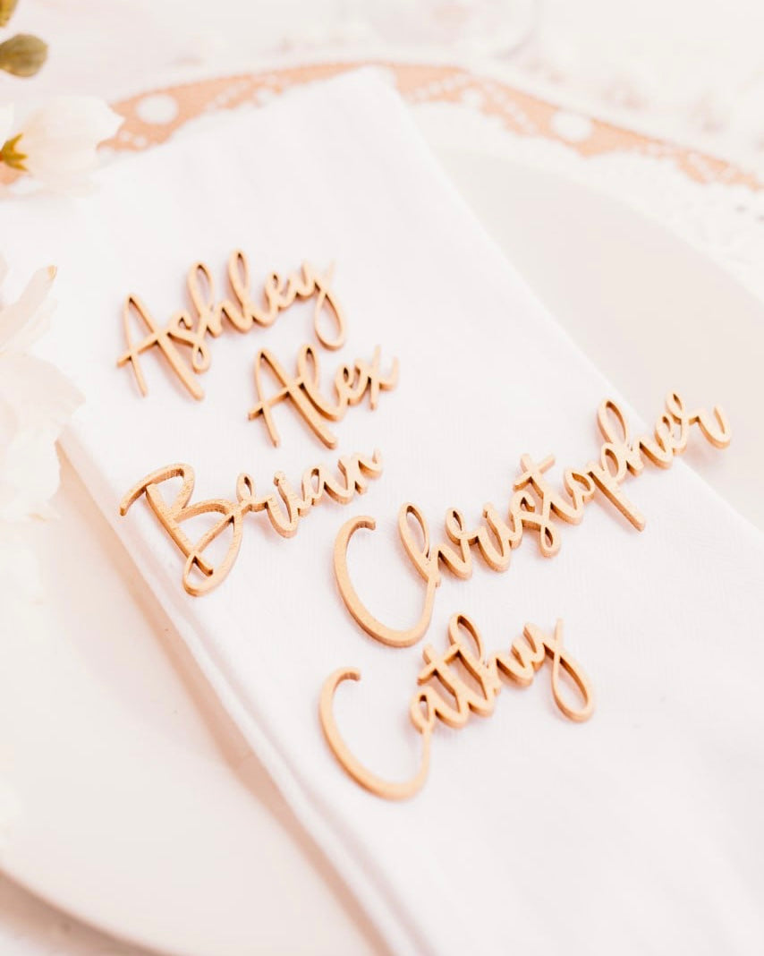 Name Tag - Gold Wood
